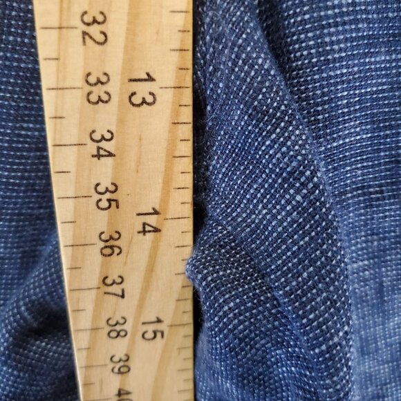 Halston Pants Womens 10 Blue Linen Wide Leg High Rise Zipper & Button Closure - Picture 6 of 11